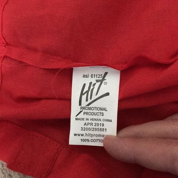 Hit promotional products Gain 19 #gogain19 red and white lightweight linen tote - Picture 4 of 4